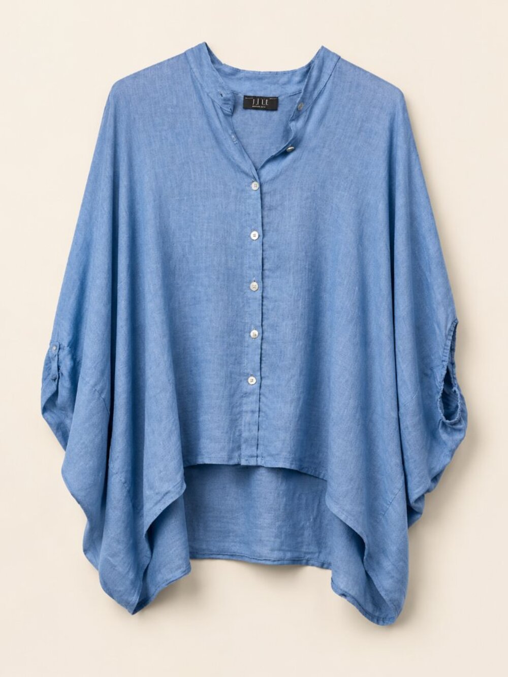 Saga Made in Italy 100% Linen Oversized Button Front Dolman Top One Size